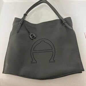 Etienne Aigner Loden Green Leather Tote Horseshoe Logo NWT